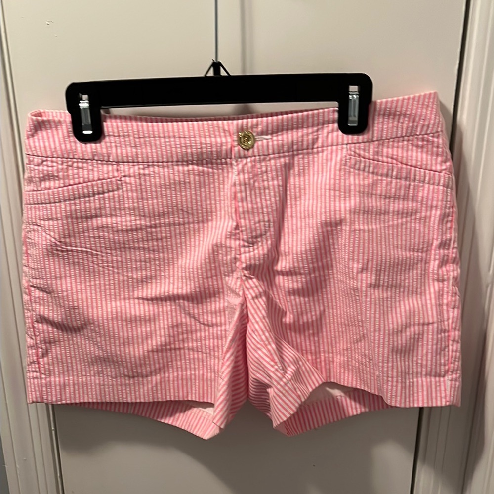 Lilly Pulitzer Pink and White Striped Shorts Seersucker Cotton